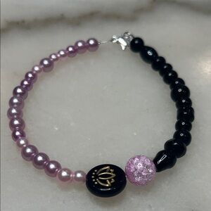 Chic Black and Pink Beaded Bracelet